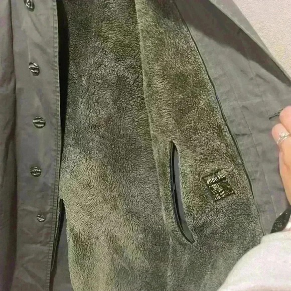 London Fog Men Sz 40 Long Trench Rain Coat Jacket Removable Lining Forest Green - Picture 2 of 9